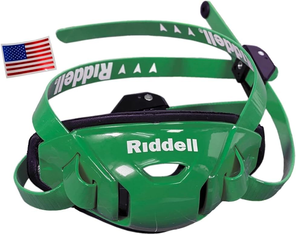 Riddell SpeedFlex Hard Cup Cam-Loc Chinstrap + US Flag Helmet Decal (SPEEDFLEX ONLY - Will NOT FIT Any Other Helmet) - Green Gridiron