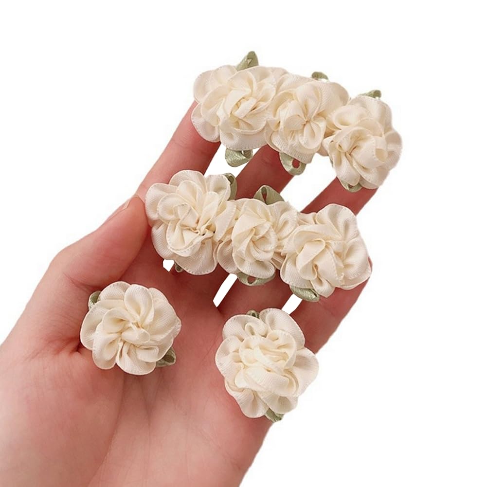 12Pcs White Jasmine Flower Hair Clips Mini Camellia Barrettes Floral-Shaped Hairpins Headdress Headwears Accessories for Wedding Party - Image 3