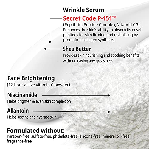 Vitabrid C¹² Wrinkle Serum Professional Helps Reduce Fine Lines & Wrinkles, Delivers 12-Hour Active Vitamin C & Proprietary Peptides To Skin With Secret Code P-151, Shea Butter, Niacinamide, Allantoin #TOP1
