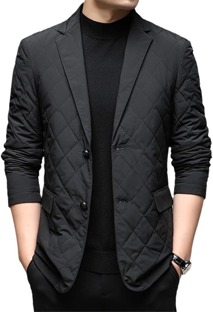 White Duck Down Men's Blazer Solid Color Single Breasted Casual Coats Autumn Down Jackets
