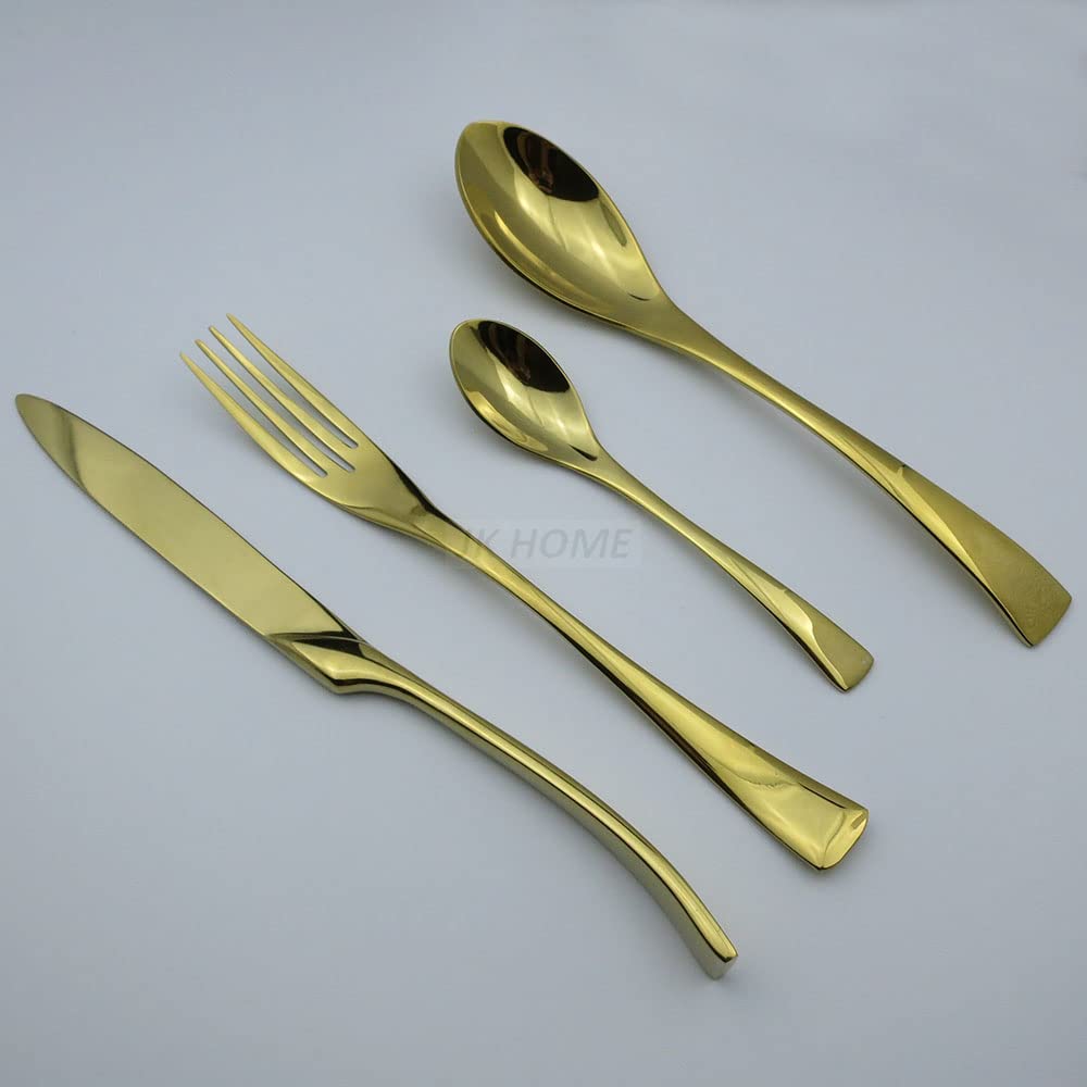 Ensemble de couverts en argenterie, ensemble dorés 24 pièces, dîner acier inoxydable, ensembles vaisselle cuisine occidentale, fourchette, couteau à steak, cuillère café