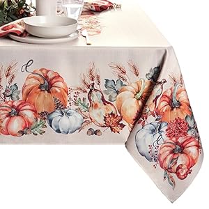 Elrene Home Fashions Botanical Harvest Pumpkin Engineered Tablecloth, 60″x84″ Rectangle