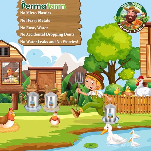 Permafarm Bebedouro para frango 12l/3,2gal, bebedouro para aves em aço inoxidável de qualidade alime