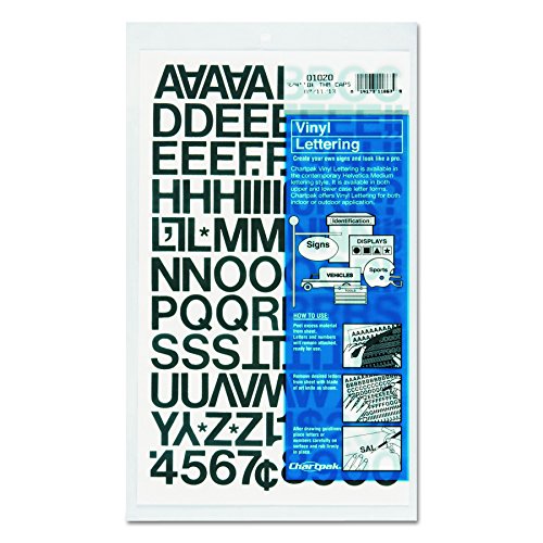 Chartpak Self-Adhesive Vinyl Capital Letters and Numbers, 3/4 Inches High, Black, 94 per Pack (01020)