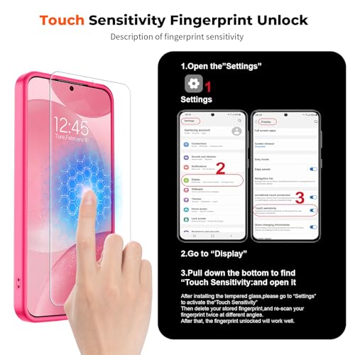 Image of SUPFINE Magnetic for Samsung Galaxy S24 Case / S25 Case with Screen Protector, (Built-in Magnets) (Military Grade Drop Protection) Slim Translucent Shockproof Phone Case,Hot Pink