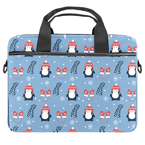 Sac bandoulière portable 13 pouces pingouin de Noël lavande, le cadeau idéal