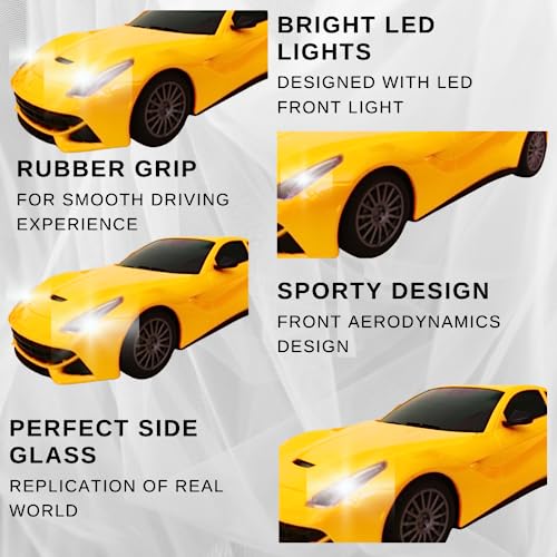 Image of KIDZYMON RC Car High Speed Mini 1:24 Scale USB Rechargeable Remote Control Car for Kids | Racing Car I Yellow Colour