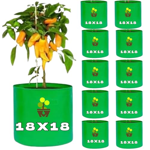 Image of MASHKI HDPE Grow Bags for Home, Terrace & Balcony Gardening - Big Size Vegetable Plant Grow Bags (15x15, 18 inchx18 inch & 24 inchx24 inch - Heavy Duty, UV Stabilized) (10, 18x18 Inches)