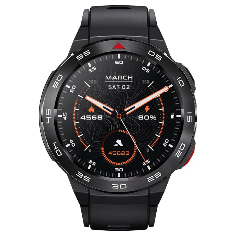 Mibro Reloj inteligente GS Pro (negro) - Pantalla Amoled de 1.4 pulgadas, llamadas Bluetooth, duración de la batería de 20 días, impermeable 5 ATM, posicionamiento GPS, 105 modos deportivos, monitoreo