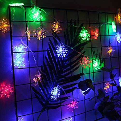 Luces navideñas, luces de hadas de copo de nieve, alimentadas por batería: luces de hilo más brillantes para interiores y exteriores Nuobk design string (Multi) Cover