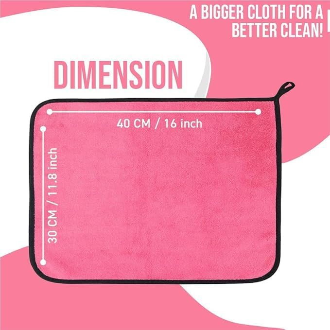 Image of Btag Microfiber Cleaning Cloth, 30x40 cms 600 GSM | Highly Absorbent,Lint and Streak Free, Multi-Purpose Wash Cloth for Kitchen,Car,Window,Stainless Steel,Silverwear(Pink 30x40cms) Pack of 1