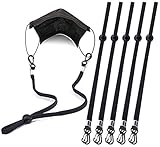 SHINKODA Adjustable Mask Lanyard Extra Long Face Mask Neck Strap Hanger/Holder, Elastic Rope with Double Clips & Snap Button, Great for Kids & Adults, Value Pack of 5, Black