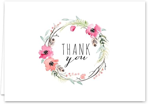 Miniatura 5 de Boho Spirit tarjeta de agradecimiento surtidasSet de 36interior en blanco6Diseños interior en blancode tarjetas con sobres blancos