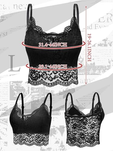 Image of Geyoga 4 Pcs Lace Bralette for Women V Neck Lace Camisole Adjustable Spaghetti Strap Crop Top Half Top