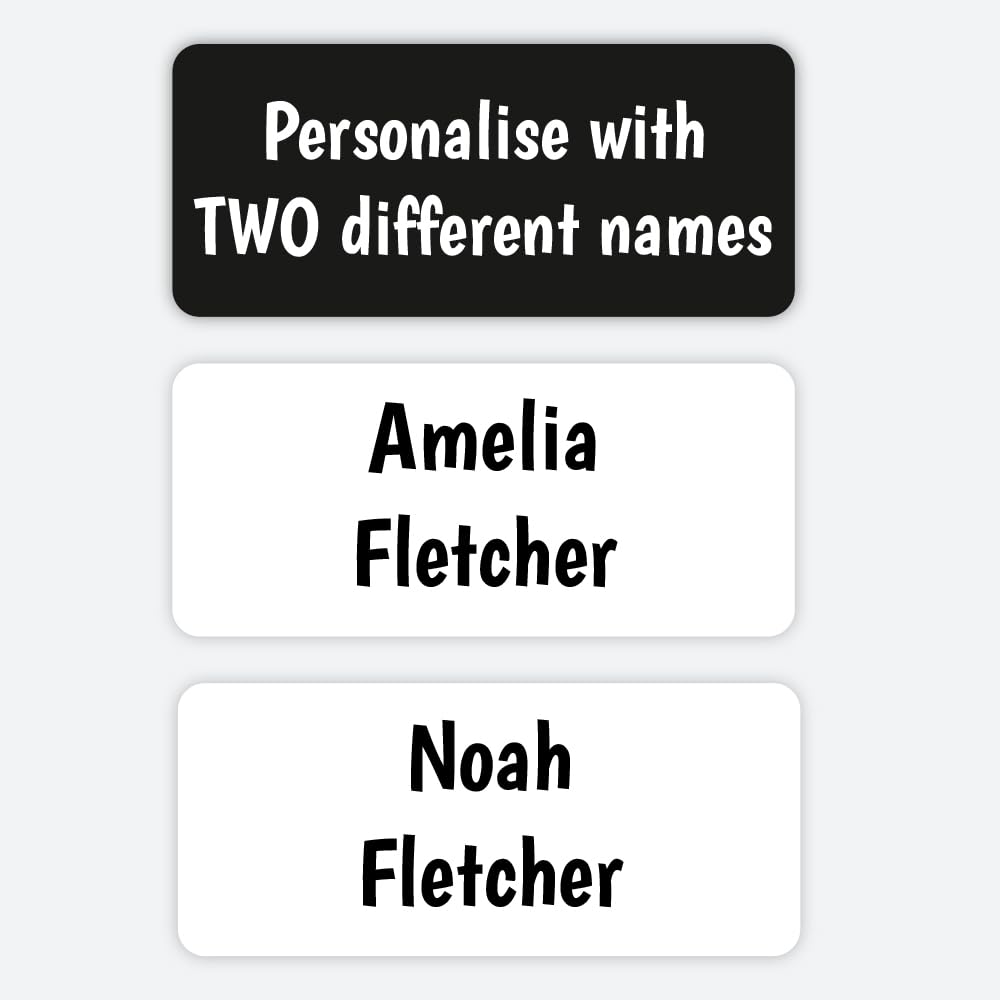 96 x White Premium Name Labels with Revolutionary Stay-Put Technology - 2 Names- use for Clothes, Equipment, School Uniform, No Iron (SFP) โ image 1