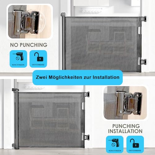 Wodondog 150cm Treppenschutzgitter ohne Bohren Zubehör, Türschutzgitter Ausziehbar Zubehör für Ruhhy/Hawthyhome 140cm/180cm Eyeleaf 140cm 150cm 200cm Türschutzgitter