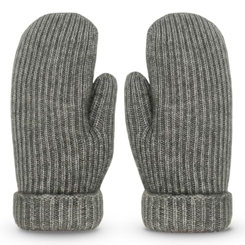 Whiteleopard Men's Winter Gloves Warm Lining Elastic Cuff - Knit Stretchy Cold Weather Warm Knit Thick Gloves Mittens