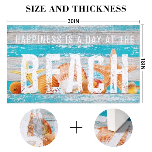 ASPMIZ Summer Welcome Beach Door Mat, Ocean Wood Front Doormats Home Entrance, Non Slip Doormat Rug with Rubber Backing, Absorbent Sea Areas Mats Low Profile Outside Patio Indoor Outdoor, 18" x 30" - Image 2