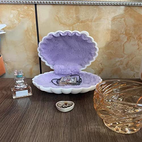 Plush Shell Jewelry Box, Imitation Shell, Storage Box, Scene Props, Proposal Props, Special Gifts, Shell Gift Box (Purple(L)) #TOP4