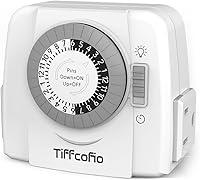 Vista 10 de TiFFCOFiO Temporizador mecánico para interiores, temporizador de 3 puntas para tomas eléctricas, temporizador de luz enchufable programable de 24
