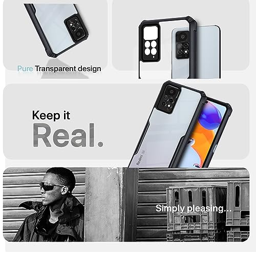 Image of Outlouders Back Cover for Redmi Note 11 Pro 5G /Note 11 Pro Plus 5G | Ultra Hybrid Transparent | Full Camera Protection | Raised Edge | Crystal Clear Bumper Case (Black)