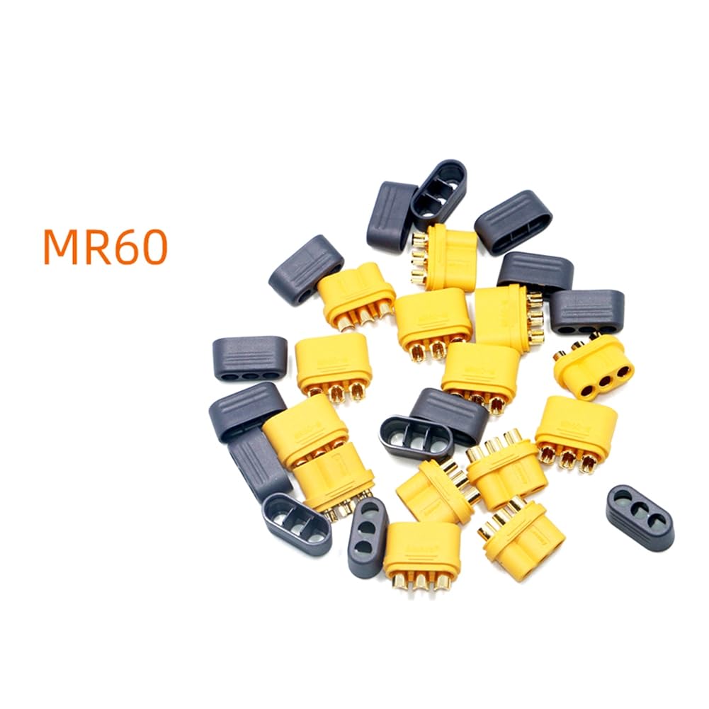 yasoe 10 Pares MR60 MR 60 Conector de Núcleos Macho Hembra Ignífugo con de Latón Chapado en de 3,5 mm para Modelo Lipo ESC RC