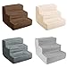 Dog Stairs for Small Dogs - 3-Step Dog Steps for High Bed and Couch - Pet Stairs with Nonslip Bottom, High-Density Foam, and Removable Washable Cover - Cat and Dog Furniture by PETMAKER (Brown)