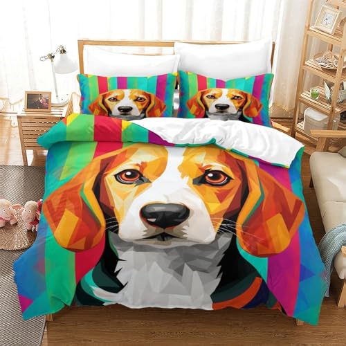 Funda nórdica con estampado 3D de perro de 220x240cm, juego de cama reversible de microfibra 3