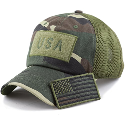 The Hat Depot Cotton & Pigment Low Profile Tactical Operator USA Flag Patch Military Army Cap, Usa-camo, One size