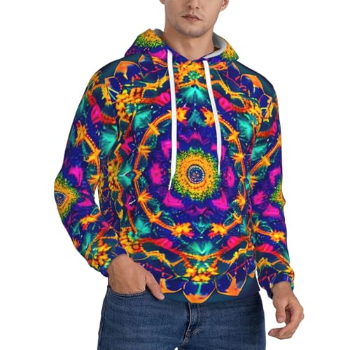 Sweat à capuche unisexe avec poche et motif mandala pull de sport ample coupe décontractée