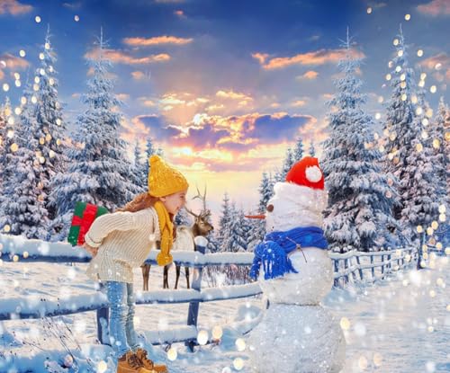 Winter Wonderland Christmas Backdrop 10x8ft for Photography Forest Reindeer Snow Winter Scene Backdrop for Pictures Christmas Party Holiday Background Decorations Photo Booth by ChloropLastid - Image 6