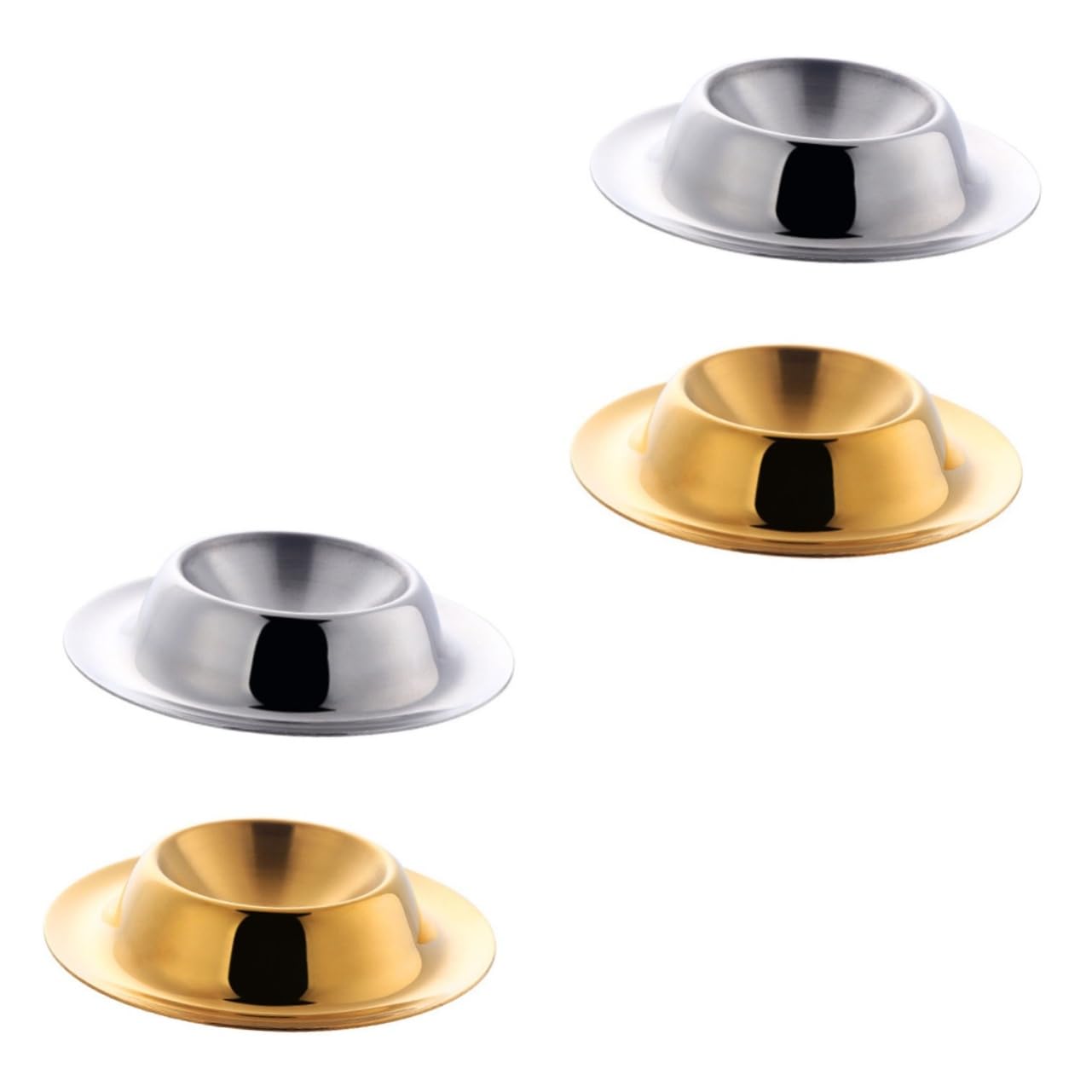 SOLUSTRE 1set Stainless Steel Egg Holder Stand Stable Base for Soft Hard Boiled Eggs Versatile Serving Tray for Appetizers Elegant Golden Silver Design 2pcs