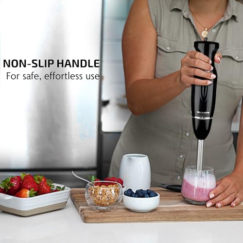 Ovente HS560B Electric Immersion Hand Blender 300 Watt 2 Mixing Speed With Stainless Steel Blades, Powerful Portable Easy Control Grip Stick Mixer Perfect For Smoothies, Puree Baby Food & Soup thumb #2