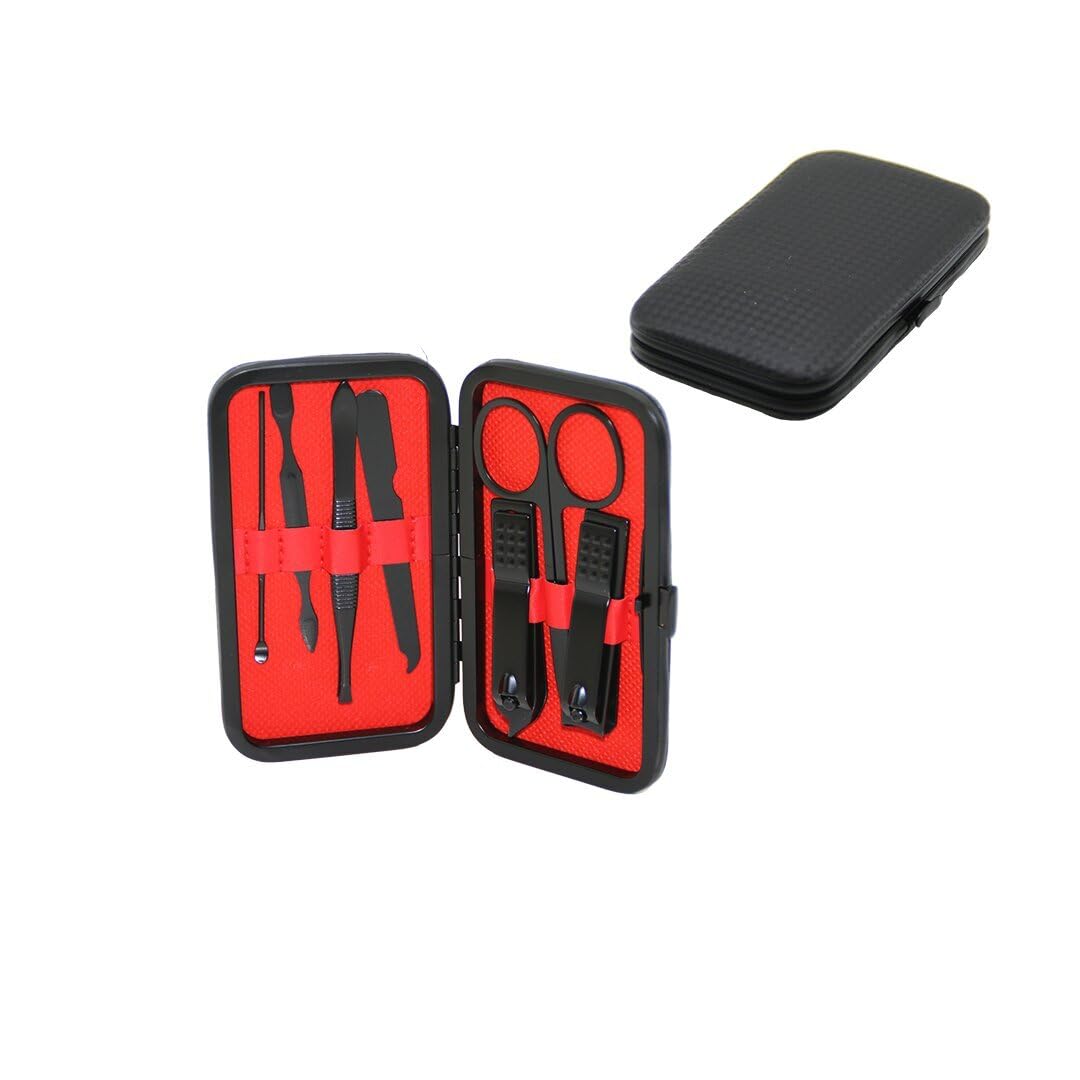 7 PCS - SİYAH MANİKÜR - PEDİKÜR SETİ SİYAH CÜZDAN MODELİ ÇANTALI (5264)
