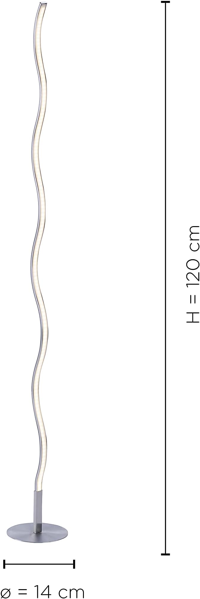 Leuchten Direkt LED 12 Watt Standing Lamp Curved Stand Lighting Living Room Reading Lamp Lights Direct 15168-55, Steel photo 3