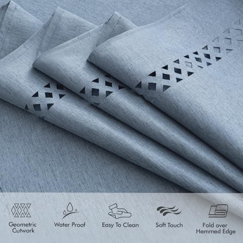 MIULEE Dusty Blue Rectangle Linen Polyester Tablecloth with Decorative Cutouts Waterproof Stain Resistant & Shrink-Proof Table Cloth 60x104 inch Farmhouse Style for Dining Wedding Party by MIULEE - Used condition - Image 4