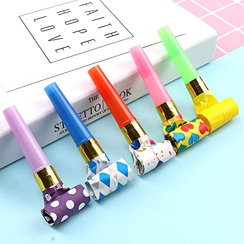 36pcs Party Blowers Noise Makers Party Favors, Fringed Colorful Party Party Blowouts Party Whistle for Birthday Games Celebration Congrats,Random Color - Thumbnail 2