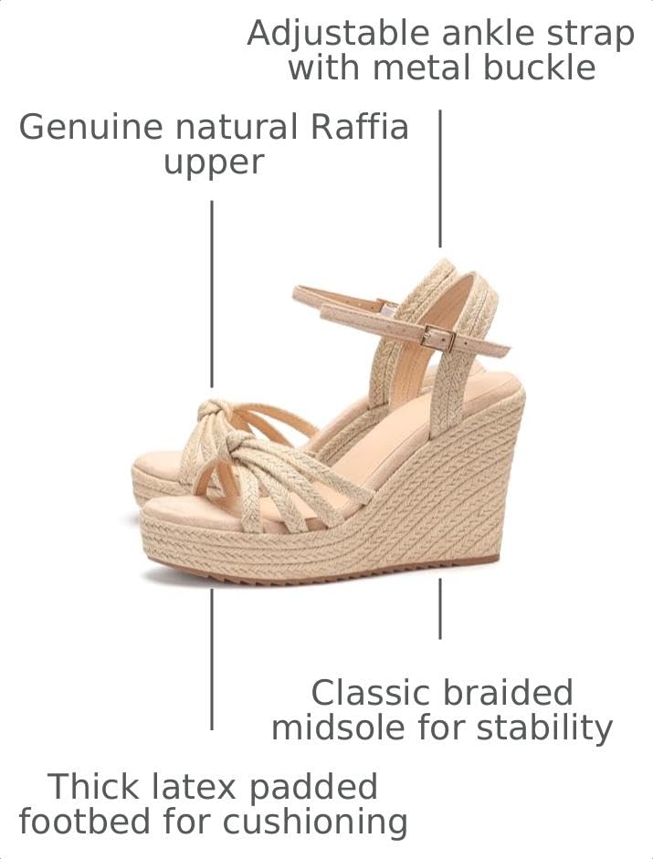 Image of VICKI.VICKI Wedges for Women Platform Sandals Wedge Heels for Sandals Comfortable Summer Espadrille Shoes Ankle Strap&Open Toe