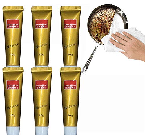 Fixini All Metal Polish Cream (10g) Original, Ultimate Metal Polish Cream, Rust Remover Gel Stainless Steel Cleaning Paste Powerful Cleaner, Pot Cleaner For Bottom Of Pans And Polish (6pcs)