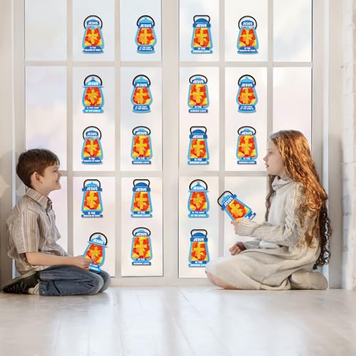 40PCS Sunday School VBS Crafts Bulk: Paper Oil-Lamp Nativity Suncatchers,Jesus Religious Christian Classroom Camping Activity DIY Kits Gifts Church Decorations,Window Stained Glass Effect Art Supplies by Renbuzhu - Used condition - Image 7