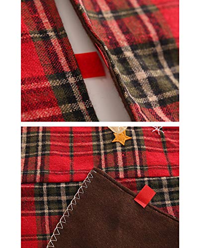 Vctops Farmhouse Buffalo Plaid Christmas Tree Skirt 41 Inch Country Reindeer Patchwork Xmas Tree Decorations Tree Skirts With Burlap Border Holiday Ornaments (Plaid,Diameter 41") #TOP5