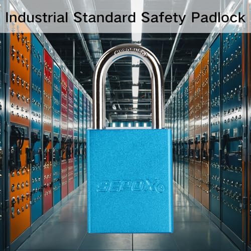 Image of SEPOX Ultra-Durable & Anti-Rust Outdoor Blue Aluminum Padlock - 38mm 1-1 /2 inch with Long Shackle & 3 Big Different Keys Ideal for Gate, Storage, Locker, Fence and Lock-Out, High Security