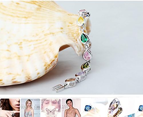 Crystalline Azuria Women Girls 18ct White Gold Plated Teardrops Multi Colorful Zirconia Crystals Tennis Bracelet 6.69 inches - Image 3