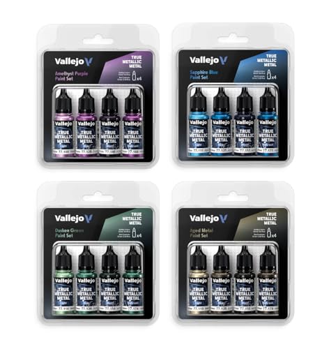 Miniatura 5 de Vallejo Pintura True Metallic Metal Set De 4 Colores En Plata Estéril, Ideal Para Pintar Metales, Incluye Base, Light, Shade Y Airbrush, Sistema Bsl Para Resultados Consistentes