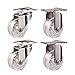 Haueeschoen Ruote per mobili da 40 mm X4, portante 75 kg, Staffa in Acciaio Inossidabile, Ruote piroettanti Trasparenti con Freno, per Carrello, Lettino, poggiapiedi, scaffalatura, Comodino