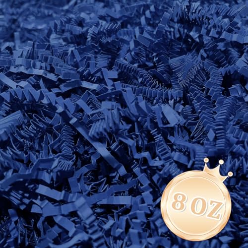 Image of 1 /2LB Royal Blue Crinkle Cut Paper Shred Filler Great for Gift Wrapping, Light Royal Blue Basket Fillers, Birthday, Gift Wrapping, Halloween Thanksgiving Christmas Party Decor Filling Supplies