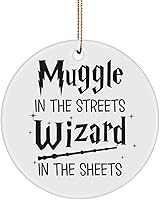 Vista 1 de Muggle in The Streets Wizard in The Sheets - Adorno para fanáticos de los fanáticos del divertido hechicero Nerd Geek de cerámica redonda de 3