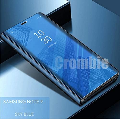 Crombie® Mirror Clear View Plating Leather Stand Flip Case Cover for Samsung Galaxy Note 9 (Blue)