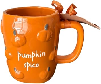 Rae Dunn Fall Thanksgiving Themed Mugs Pumpking spice Orange