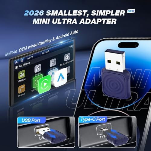 Carlinkit 2025 Kablosuz CarPlay & Android Araç Adaptörü, Kablosuza Yükseltilmiş Kablolu Bağlantı, USB-A/Type-C ile Tak ve Çalıştır, iPhone iOS 10+ ve Android 11.0+ ile çalışır - Görsel 4